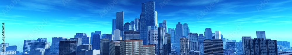 Panorama of the modern city, city against the sky, skyscrapers panorama
