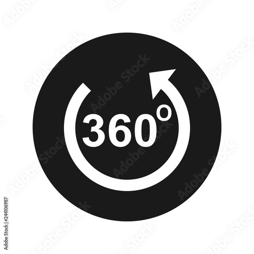 360 degrees rotate arrow icon flat black round button vector illustration