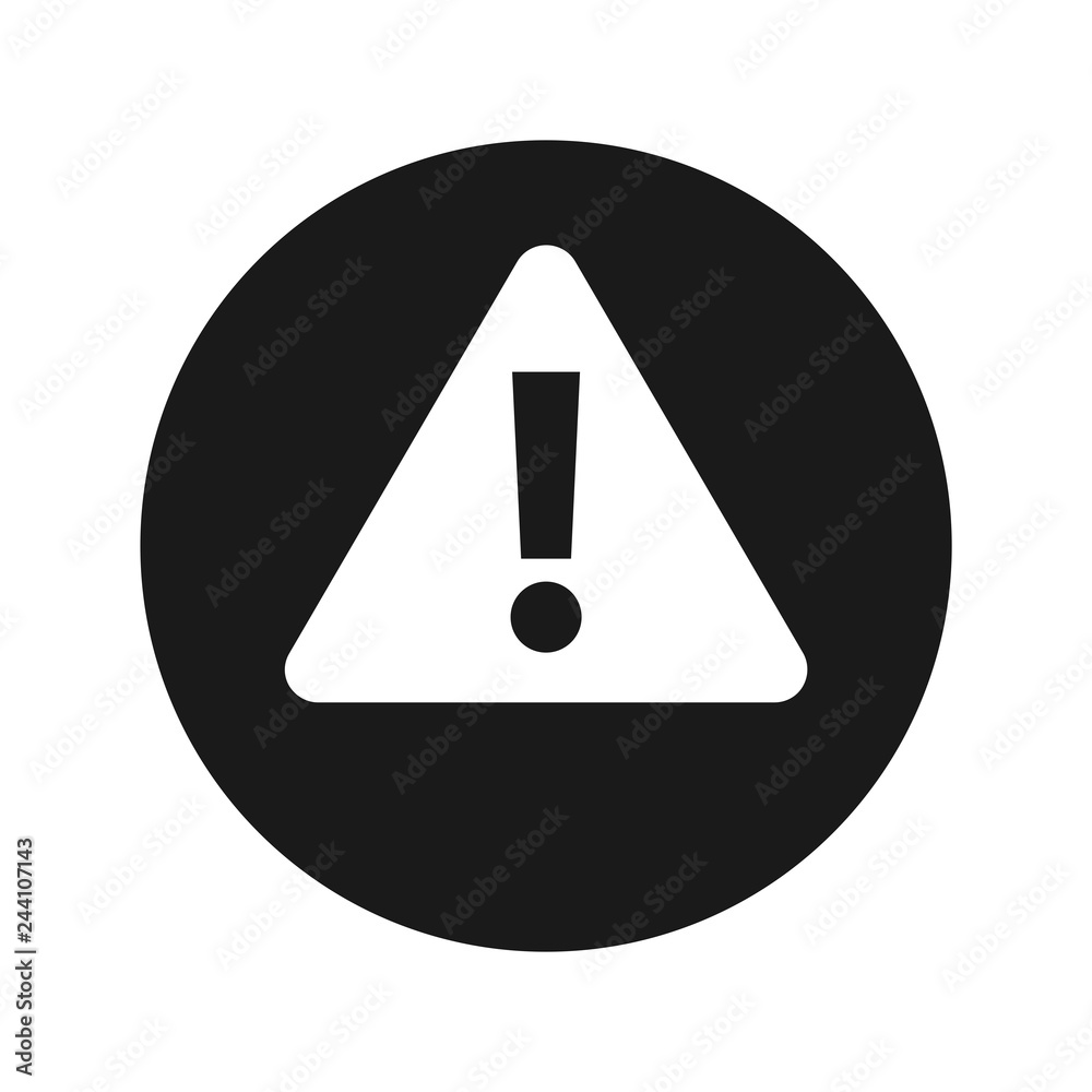 Alert icon flat black round button vector illustration Alert icon flat black round button vector illustration