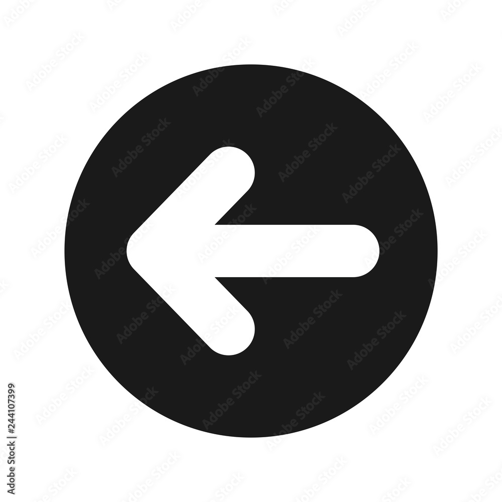 Back arrow icon flat black round button vector illustration