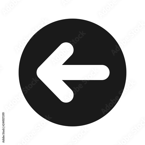 Back arrow icon flat black round button vector illustration photo