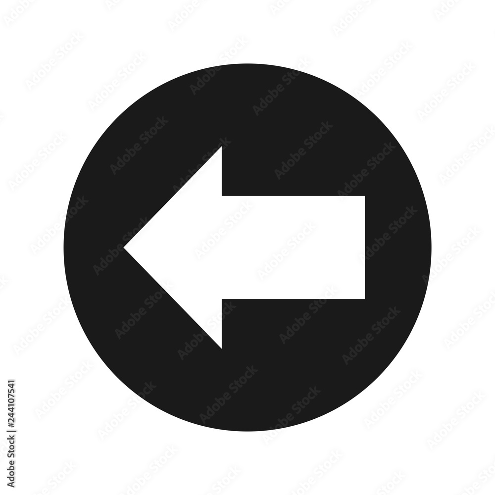 Back icon flat black round button vector illustration Back icon flat black round button vector illustration