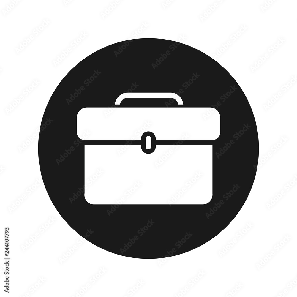 Briefcase icon flat black round button vector illustration Briefcase icon flat black round button vector illustration