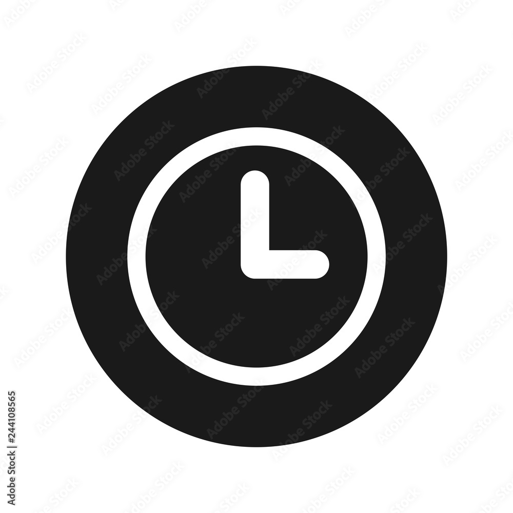 Clock icon flat black round button vector illustration Clock icon flat black round button vector illustration