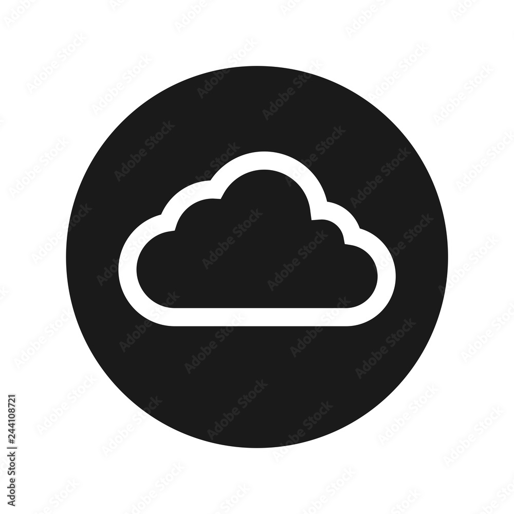 Cloud icon flat black round button vector illustration Cloud icon flat black round button vector illustration
