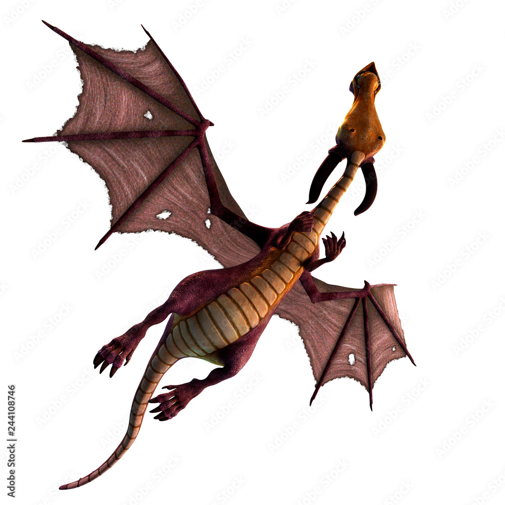 Obraz premium czerwony smok kreskówka na białym tle