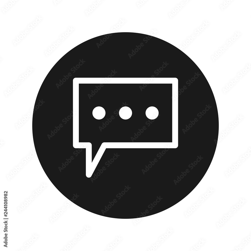 Comment icon flat black round button vector illustration Comment icon flat black round button vector illustration