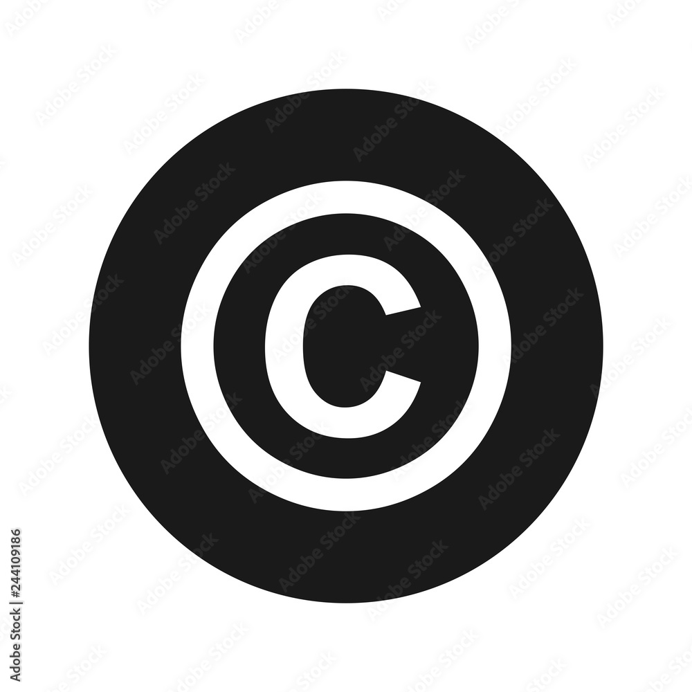 Copyright symbol icon flat black round button vector illustration Copyright symbol icon flat black round button vector illustration