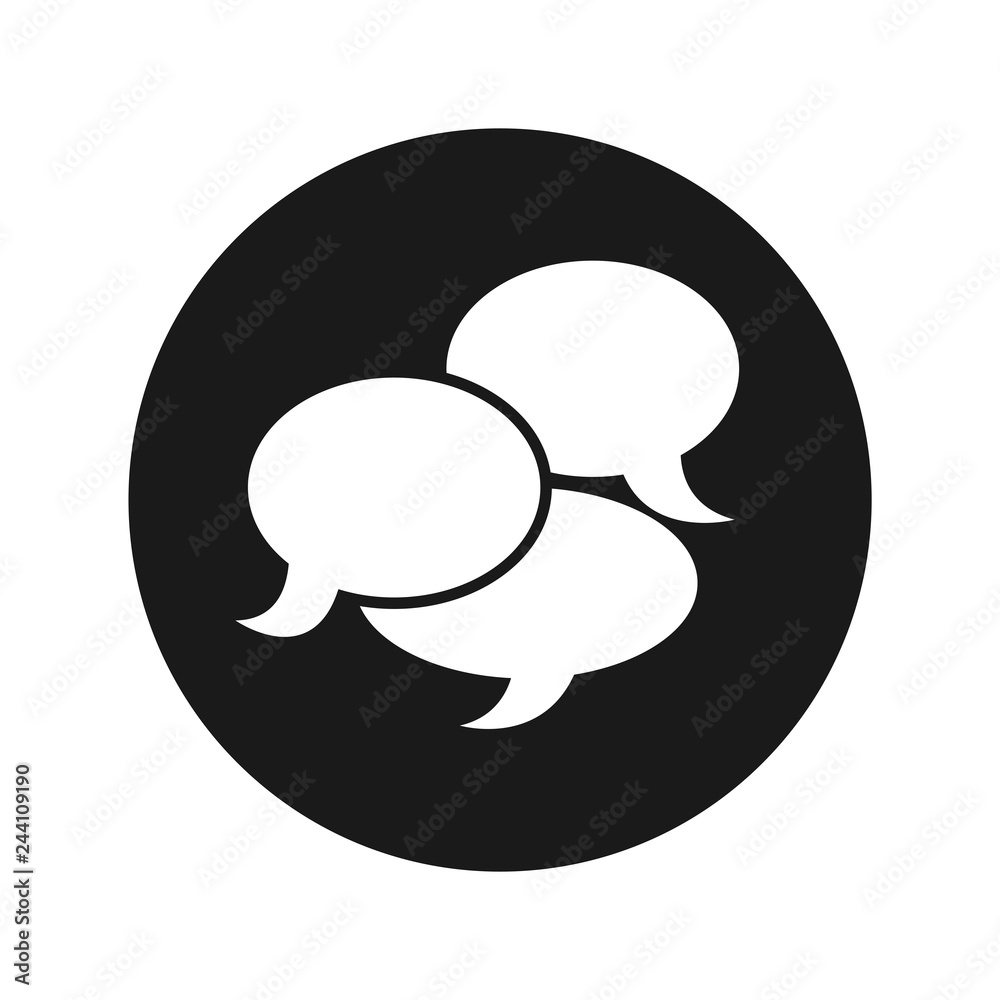 Conversation icon flat black round button vector illustration