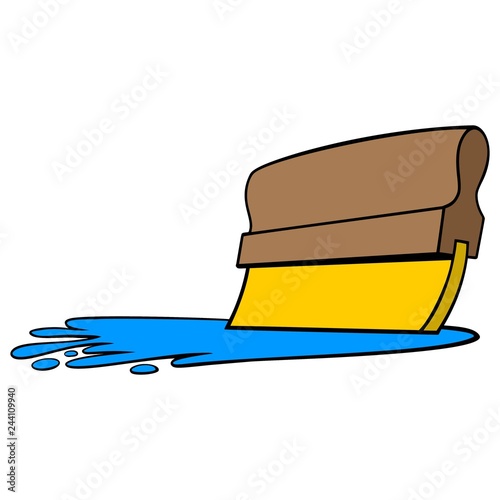 Screen Printing Squeegee and Ink - A vector cartoon illustration of a Screen Printing Squeegee and some ink.