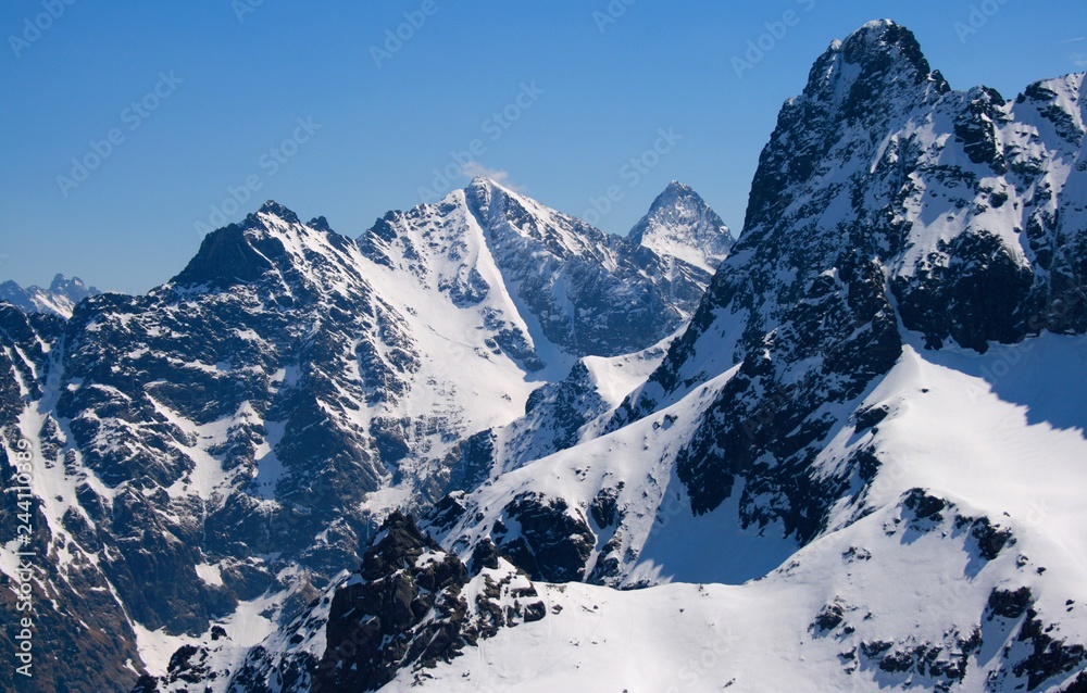 Mount Rysy in snow cover, Tatra Mountains, Poland