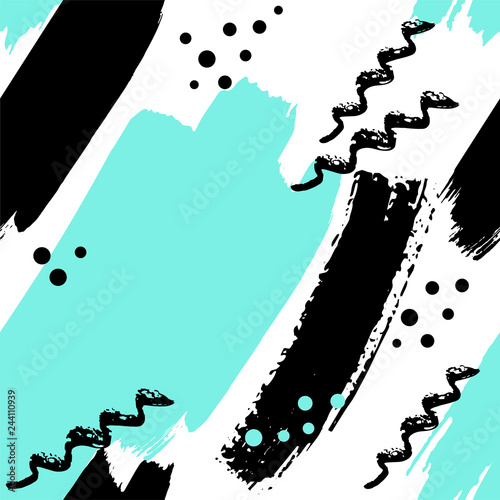 Abstract seamless pattern with hand drawn brush srokes