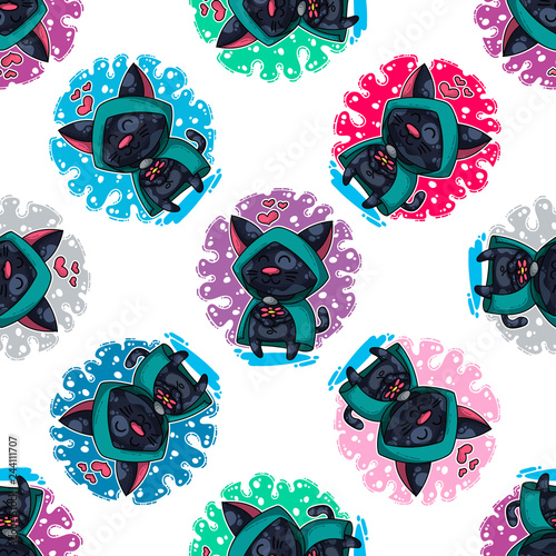 Vector seamless pattern about Cats in love
