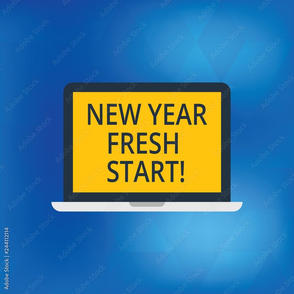 Writing note showing New Year Fresh Start. Business photo showcasing Motivation inspiration 365 days full of opportunities Laptop Monitor Personal Computer Tablet Screen Text Space Writing note showing New Year Fresh Start. Business photo showcasing Motivation inspiration 365 days full of opportunities Laptop Monitor Personal Computer Tablet Screen Text Space