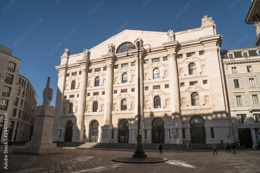 Palazzo Mezzanotte building, Italian stock exchange headquarter, in Milan.