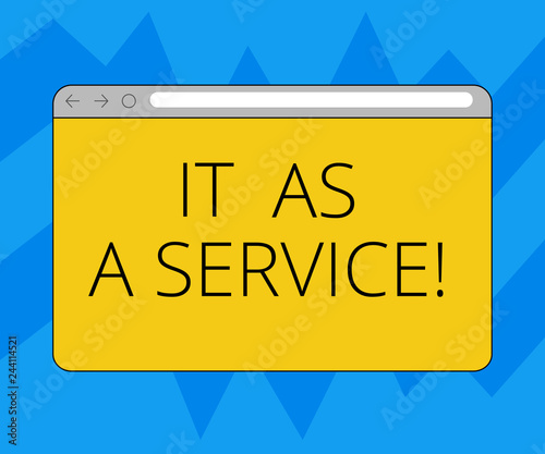 Text sign showing It As A Service. Conceptual photo Information technology giving services to business Monitor Screen with Forward Backward Progress Control Bar Blank Text Space photo