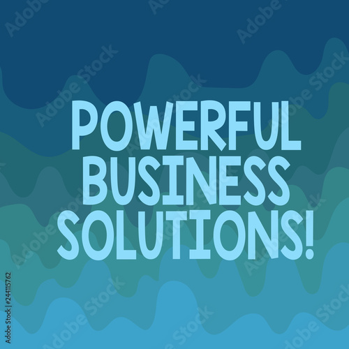 Conceptual hand writing showing Powerful Business Solutions. Business photo text ideas used to help a company achieve its goals Wave Multi Tone Blank Copy Space for Cards Ads Presentation