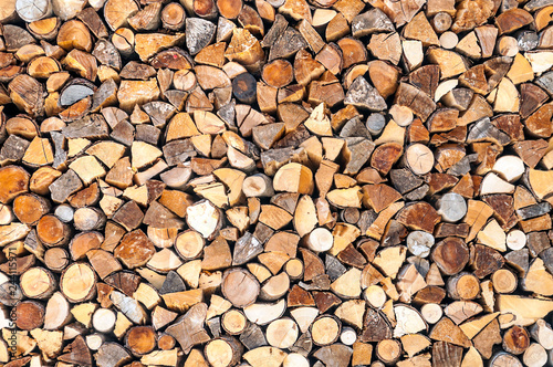 Pieces of firewood forming a background