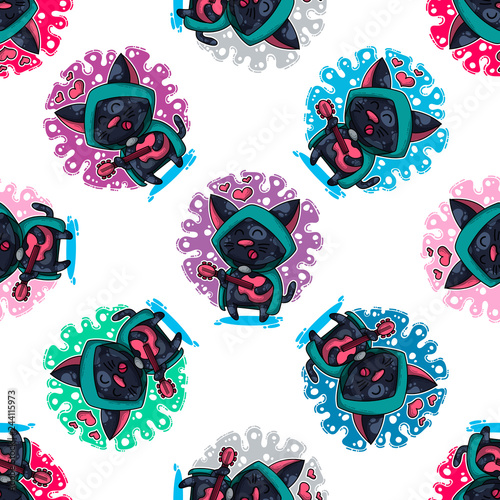 Vector seamless pattern about Cats in love