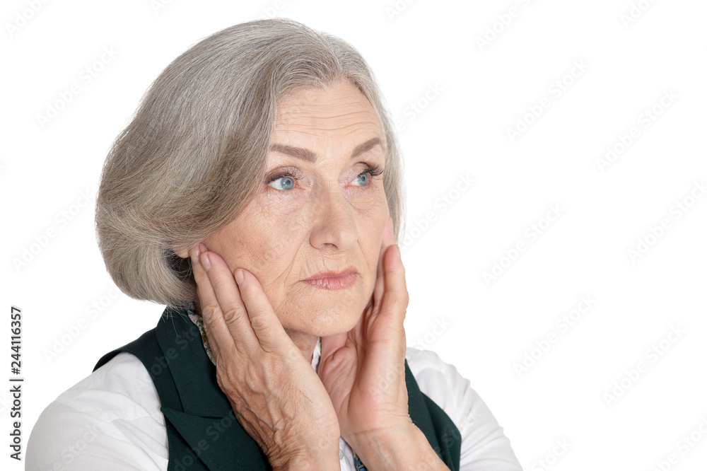 Beautiful senior woman isolated on white background Beautiful senior woman isolated on white background