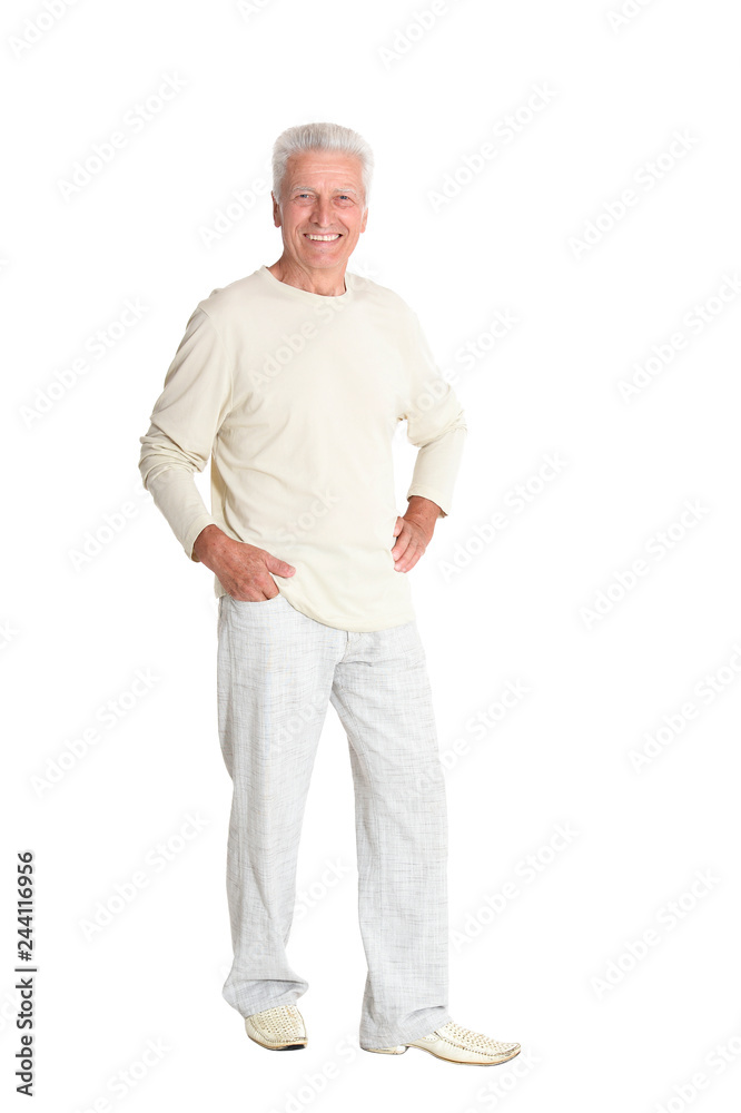 Senior man posing isolated on white background, full length Senior man posing isolated on white background, full length