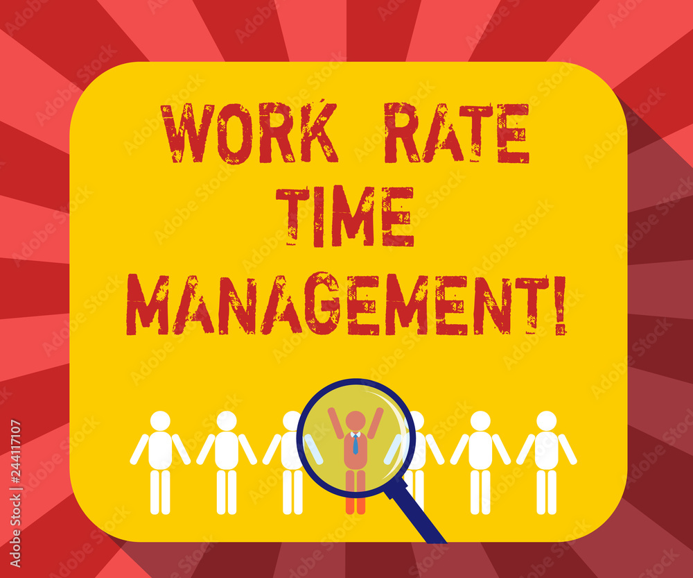 Conceptual hand writing showing Work Rate Time Management. Business