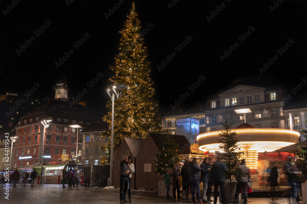 Christmas market on Hauptplatz in Graz, Austria