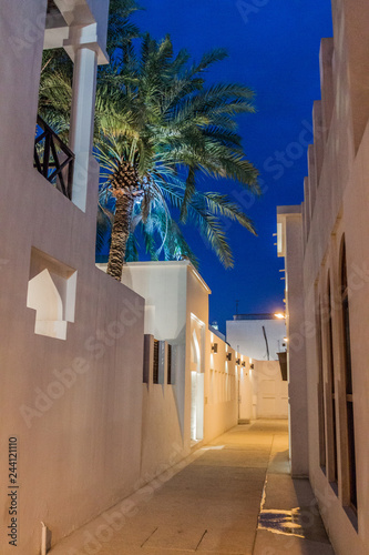 Night view of a narrow alley in Muharraq  Bahrain