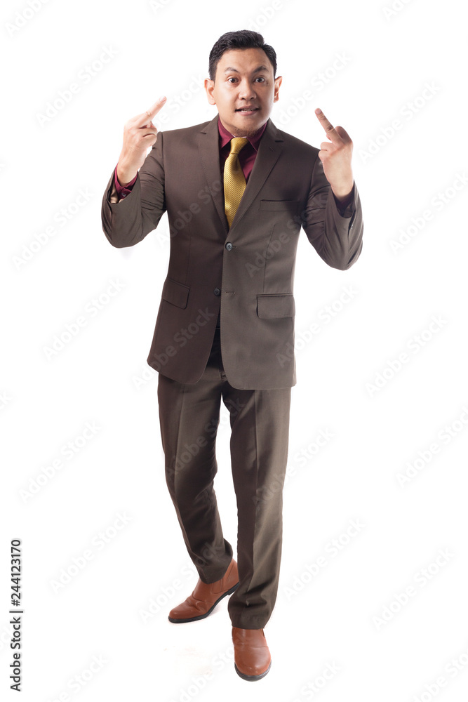 Angry Businessman Shows Middle Finger Gesture Angry Businessman Shows Middle Finger Gesture