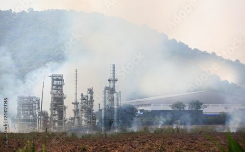  Ecology against smoke from factory background