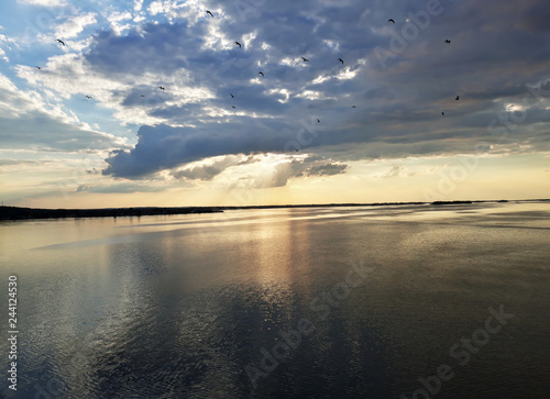 sunset over the lake