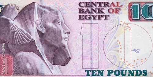 Egyptian 10 pound banknote (2003), Egypt money currency close up. photo