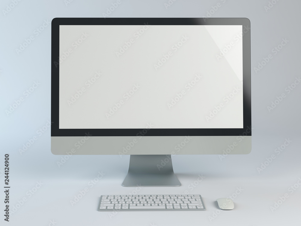 Monitor with keyboard and computer mouse Monitor with keyboard and computer mouse