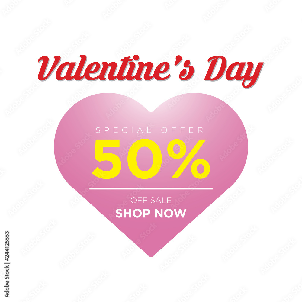 50% discount for Valentine's Day - Banner - Vector