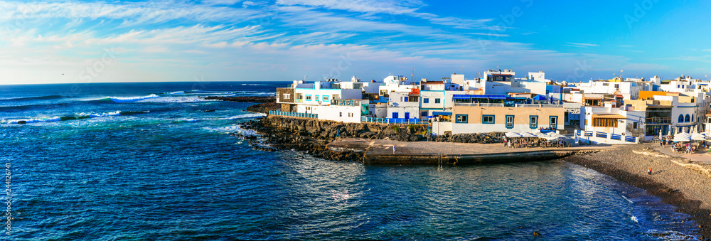 Scenic colorful traditional villages of Fuerteventura - El Cotillo. Canary islands
