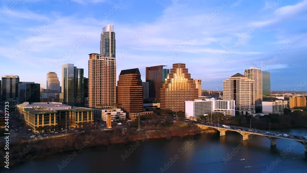 4K Downtown Austin Texas Aerial Over Water Sunset 4K Downtown Austin Texas Aerial Over Water Sunset