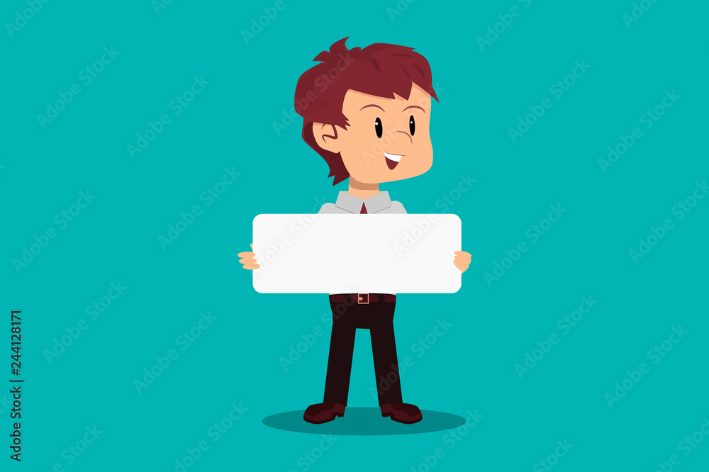 organization employee holds a blank sign organization employee holds a blank sign