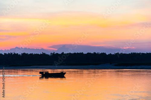 Sunset over the Mekong Delta, Kratie, Cambodia 