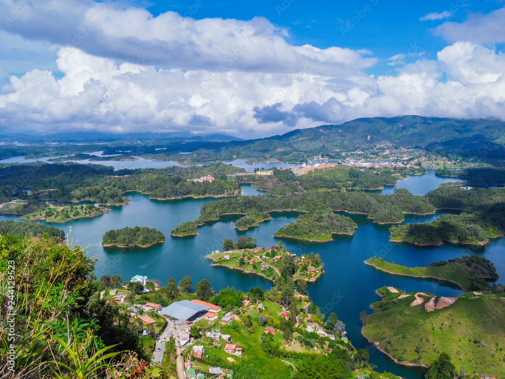 Amazing view of Guatape lake from Piedra El Penol, Colombia