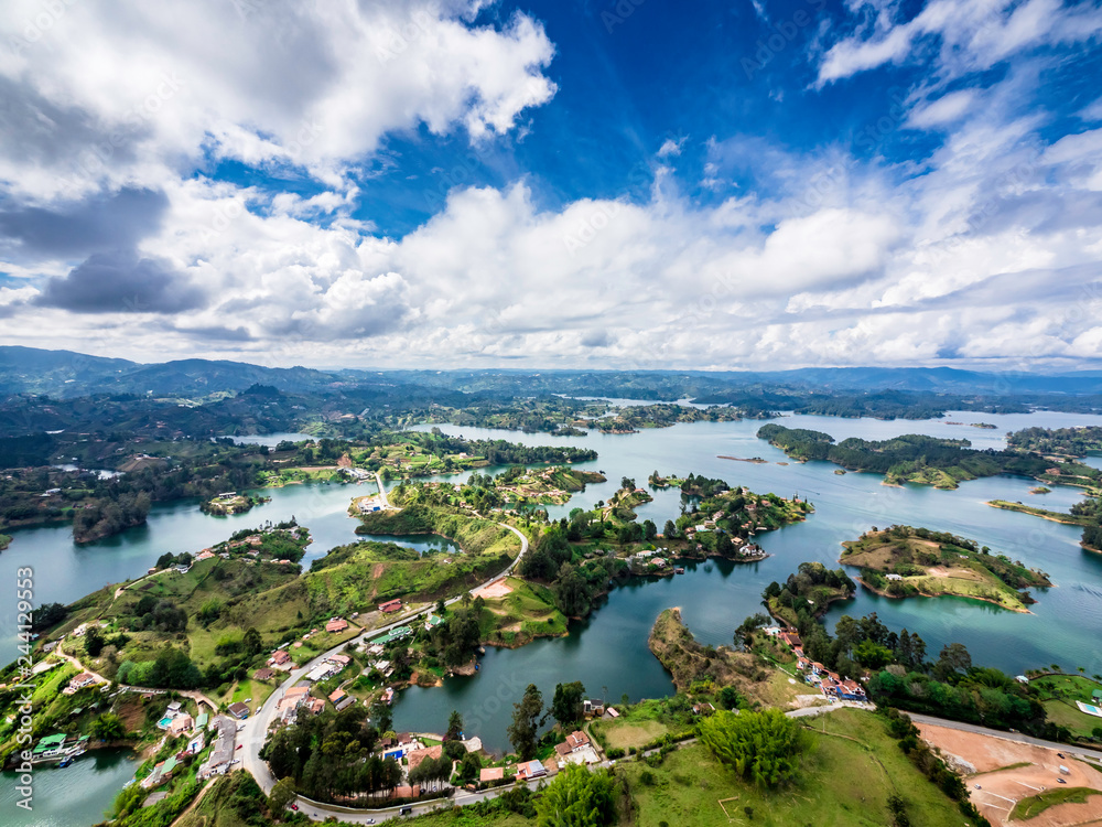 Amazing view of Guatape lake from Piedra El Penol, Colombia