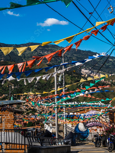 Flags decoration of Comuna 13 in Medellin