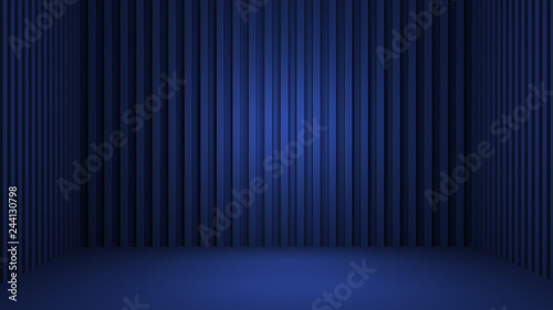blue empty room 3d rendering