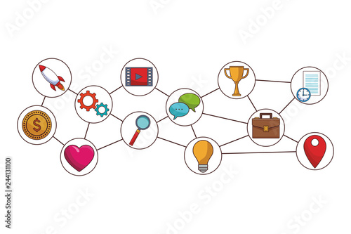 social media icons cartoon