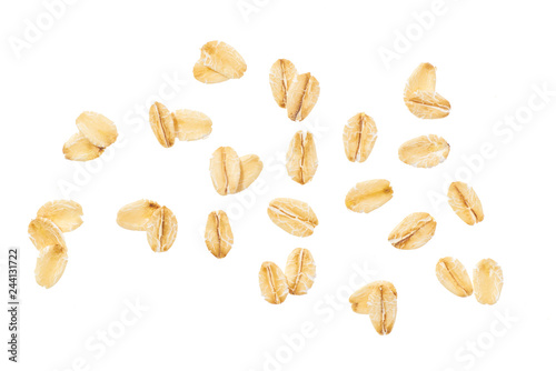 Oat flakes isolated on white background top view