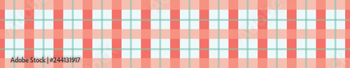A modern look at the classic plaid border. Coral, peach and mint on a light background, this seamless vector design is great for fabric and wallpaper borders, ribbon, washi tape and tea towels.