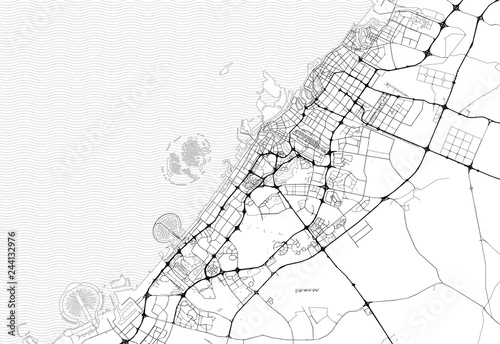 Area map of Dubai, United Arab Emirates
