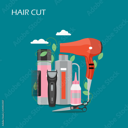 Hair cut vector flat style design illustration