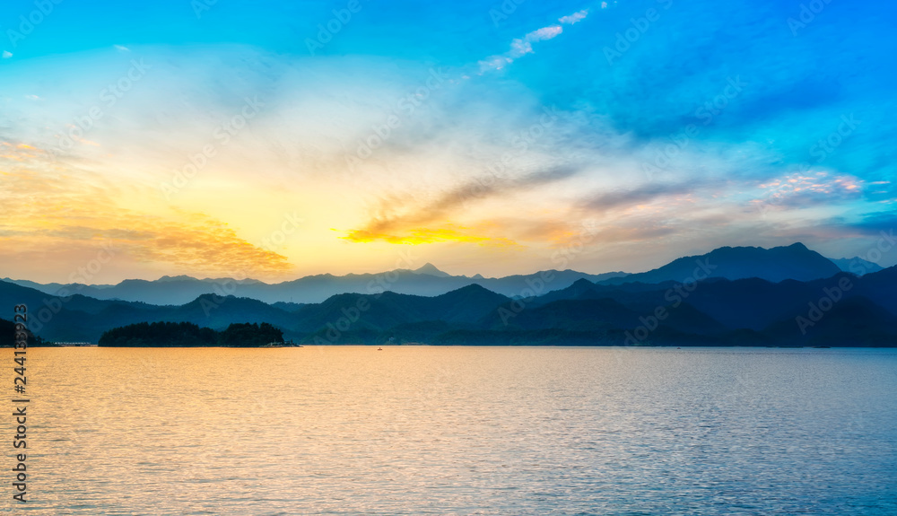 Natural Landscape and Lake Scenery of Qiandao Lake in Hangzhou..