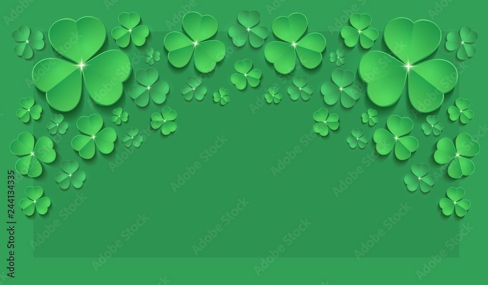 Saint Patrick's Day shamrock springtime greeting card green horizontal vector Saint Patrick's Day shamrock springtime greeting card green horizontal vector