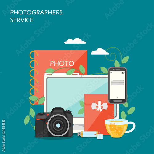 Photographers service vector flat style design illustration